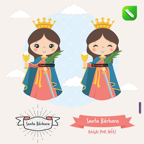 Kit Digital Vetor Santinhos Santa Bárbara Editaveis + Png