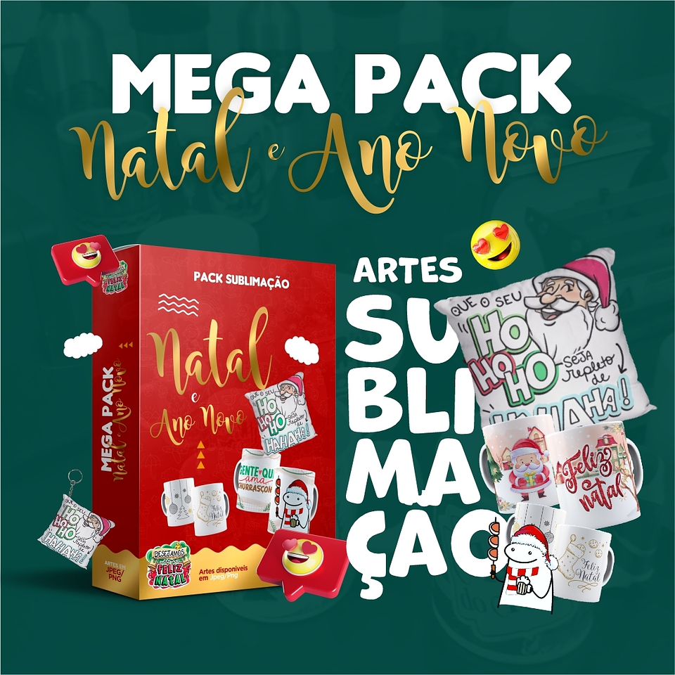 Mega Pacote Artes Sublimação Natal e Ano Novo 1