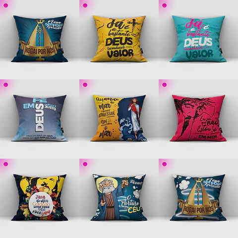 17 Artes para Almofadas Religião Cristo Sublimação Editável em Corel Draw