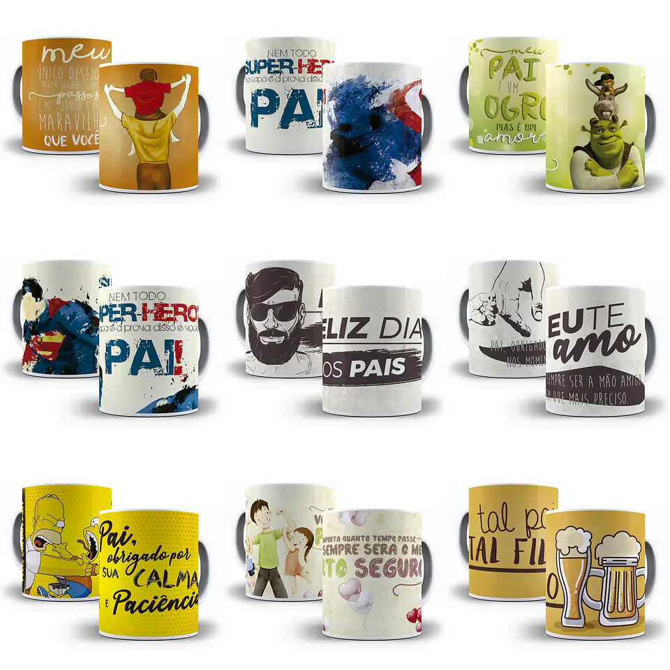 21 Artes para Caneca Sublimação Dia dos Pais Editável em Corel Draw 1