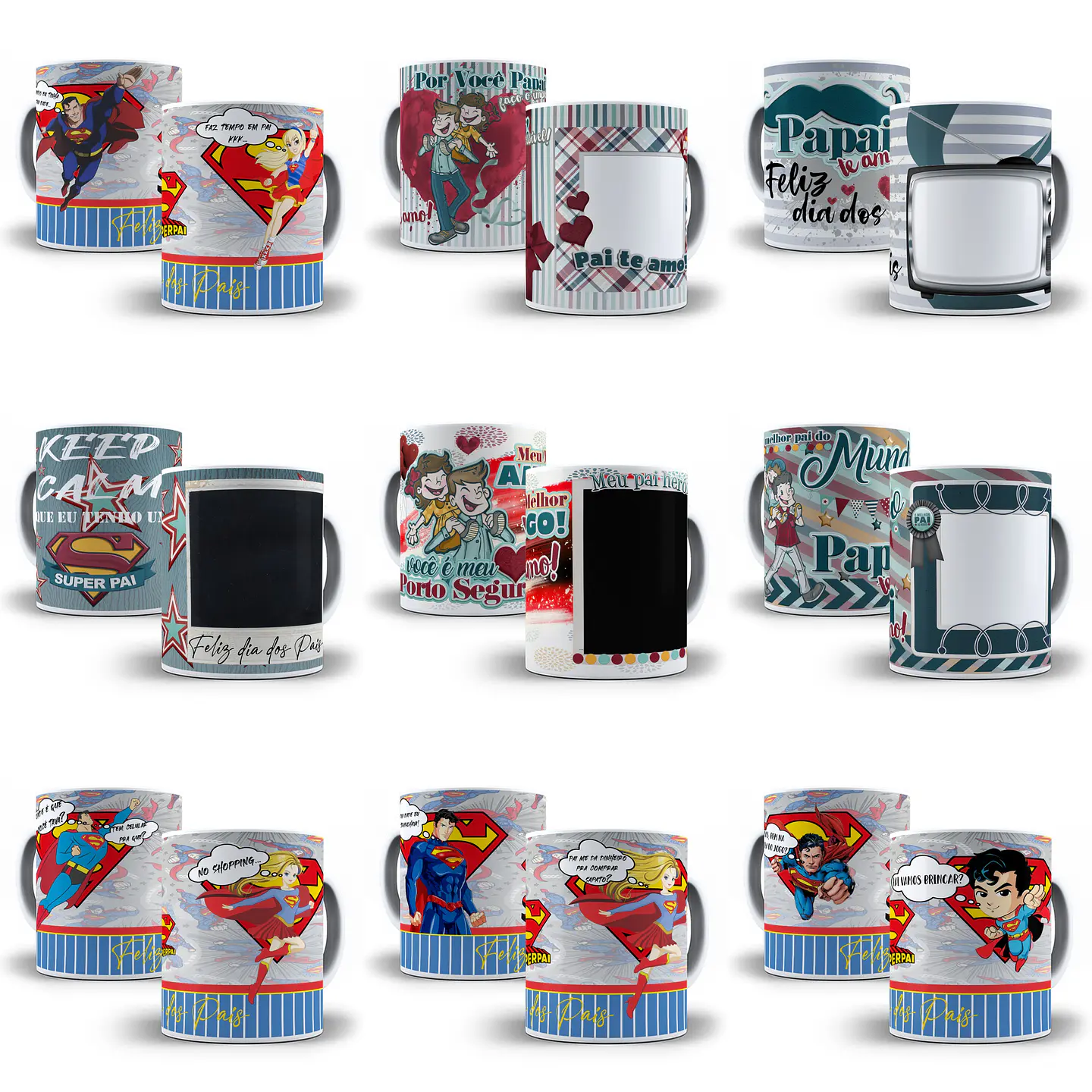 24 Artes para Caneca Dia dos Pais Sublimação Editável em Corel Draw 2