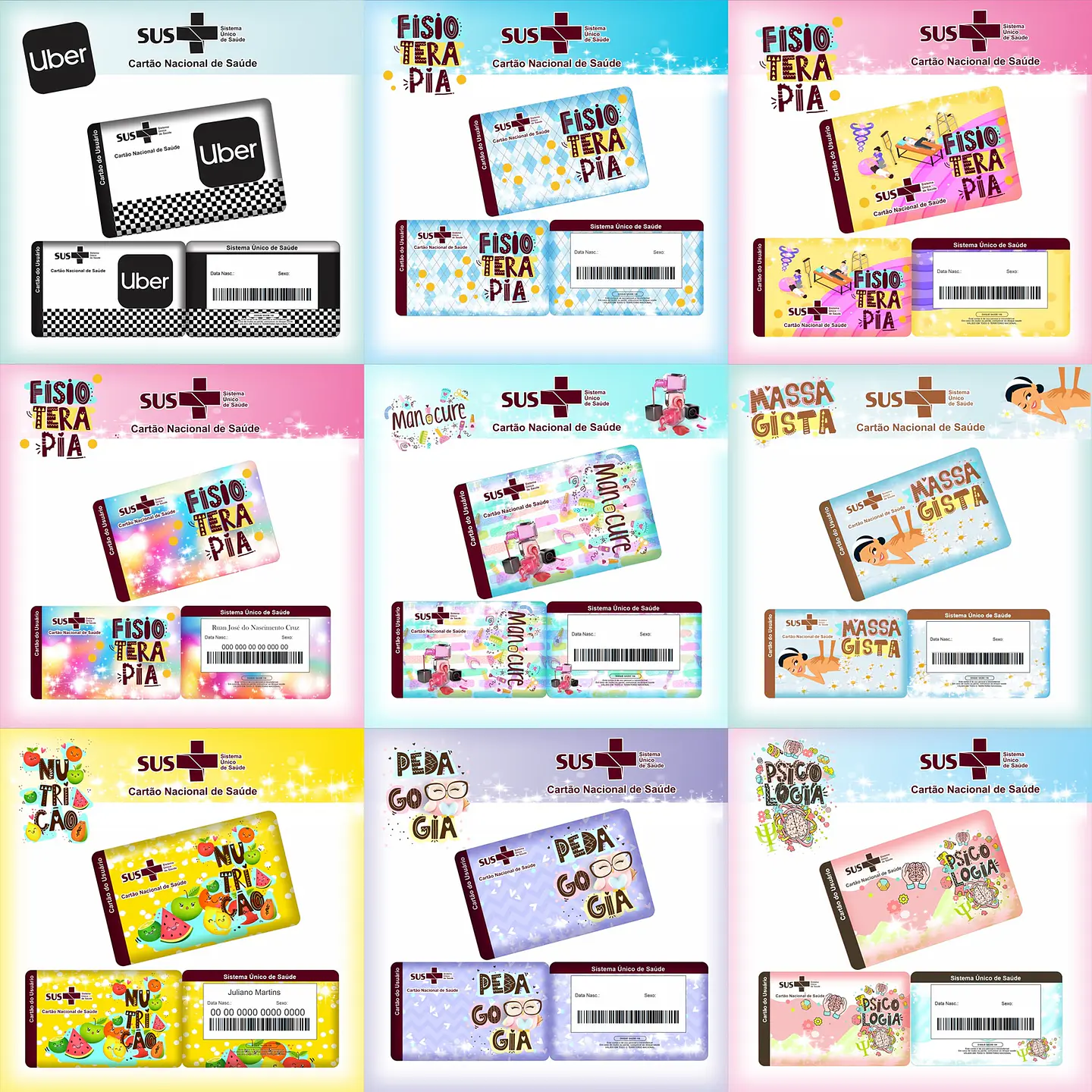 26 Artes para Cartão SUS Profissões Arquivo em Png 2