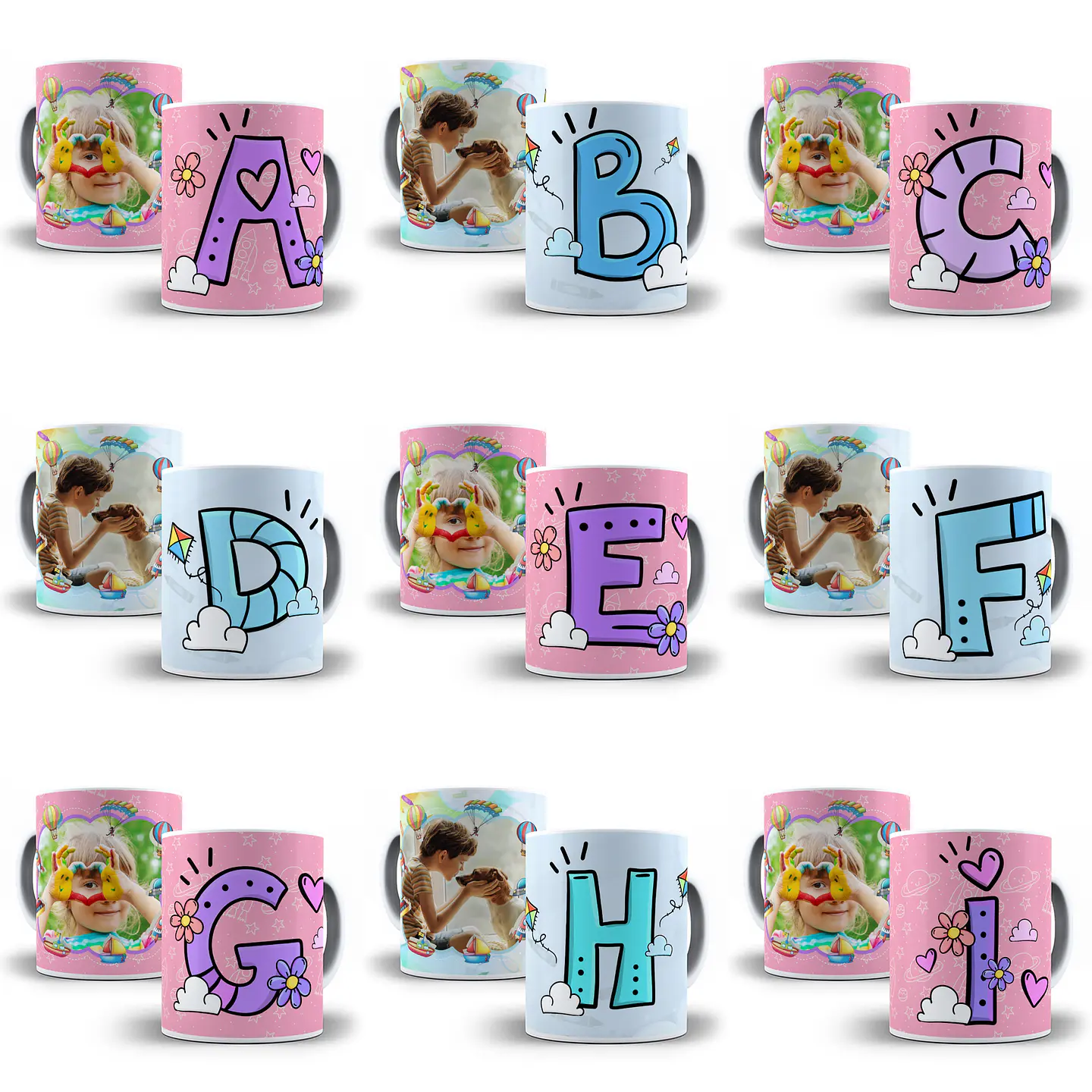 52 Artes para Caneca Alfabeto Infantil Sublimação Arquivo em Jpge/Png 1