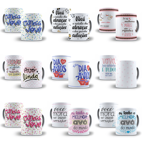 234 Artes para Caneca Dia dos Avós Sublimação Arquivo em Jpge/Png