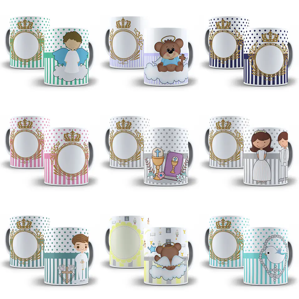 80 Artes para Caneca Batizado Batismo Editável em Photoshop e Corel Draw 3