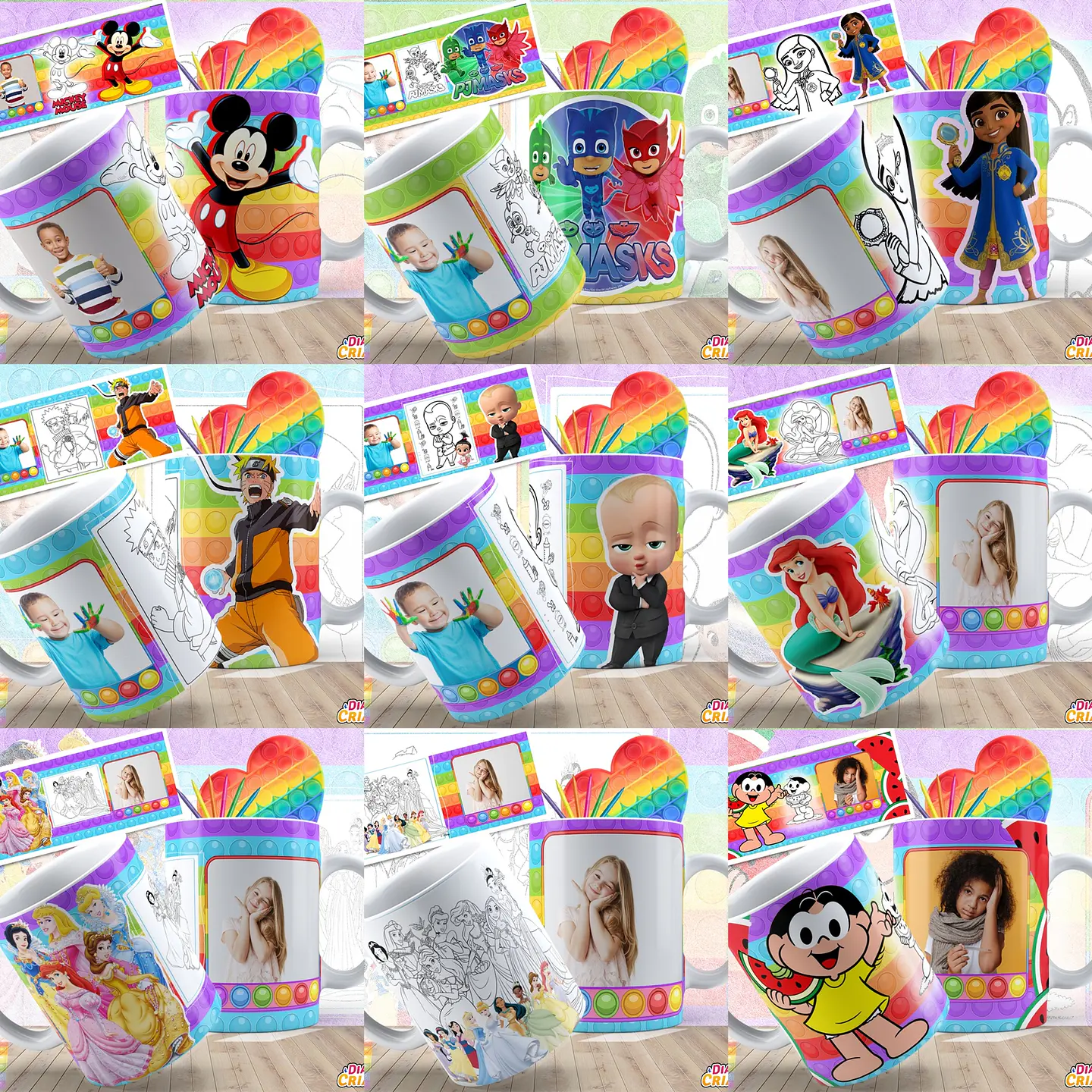 43 Artes Caneca Dia das Crianças Sublimação Editável em Photoshop 5