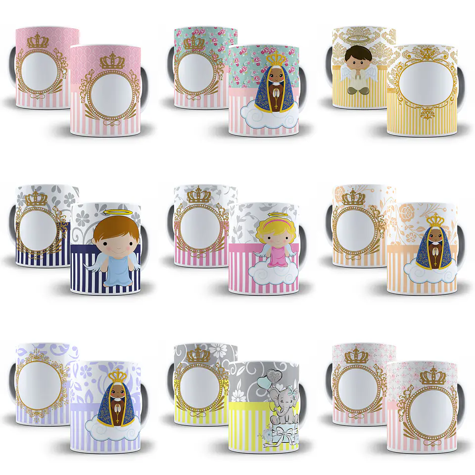 80 Artes para Caneca Batizado Batismo Editável em Photoshop e Corel Draw 5