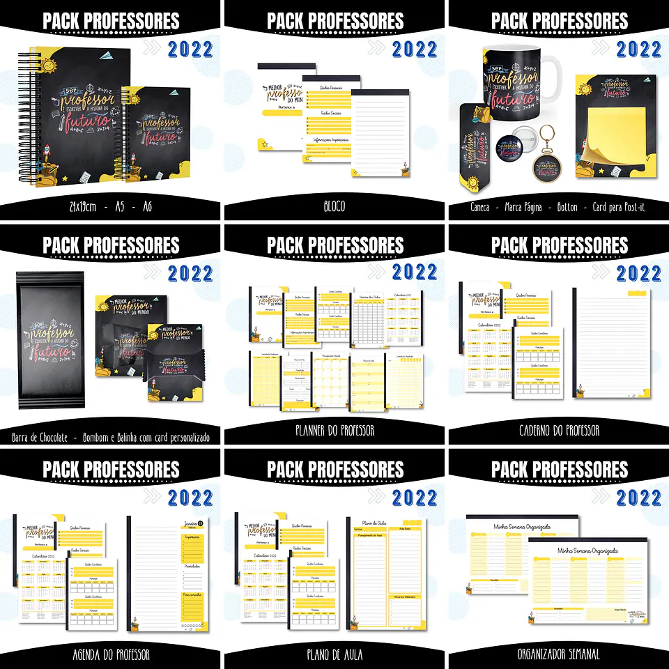 Pacote Artes para Agendas Caneca Professor Giz 2022 Arquivos Pdf Jpge 1