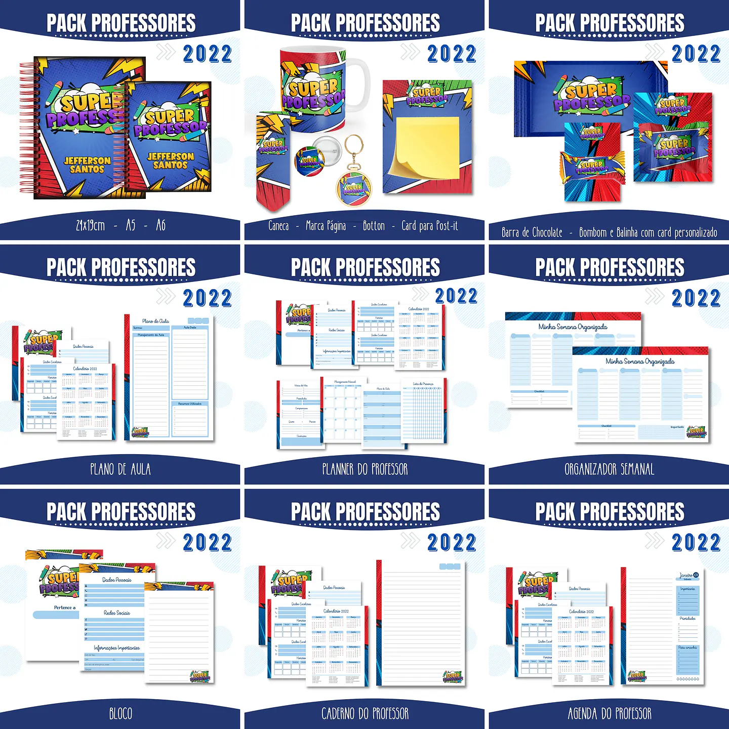 Pacote Artes para Agenda Super Professor Arquivo Pdf e Jpge 1