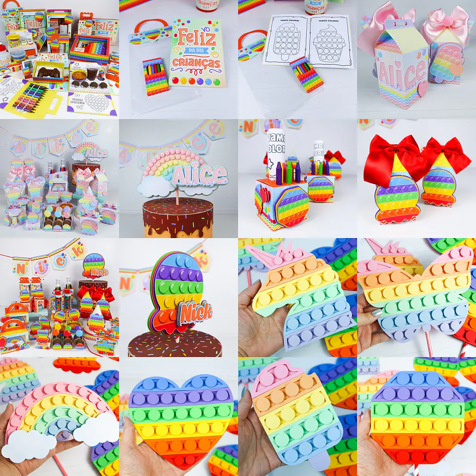 Combo Pop It Colorido e Candy Color + Dia das Crianças 1