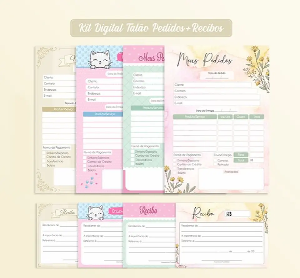 Kit Talão de Pedidos e Recibos Arquivos Pdf e Png 1