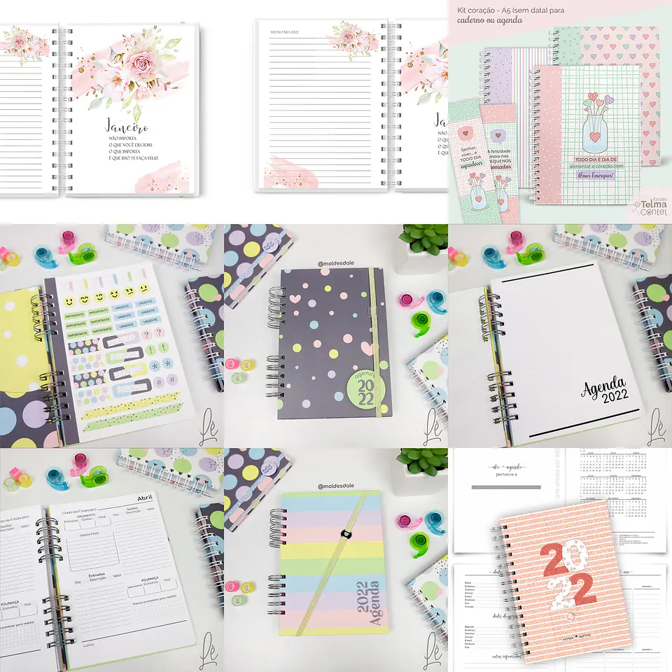 Mega Pacote Encadernação Agendas Planner 2022 Arquivos Pdf e Jpge 4