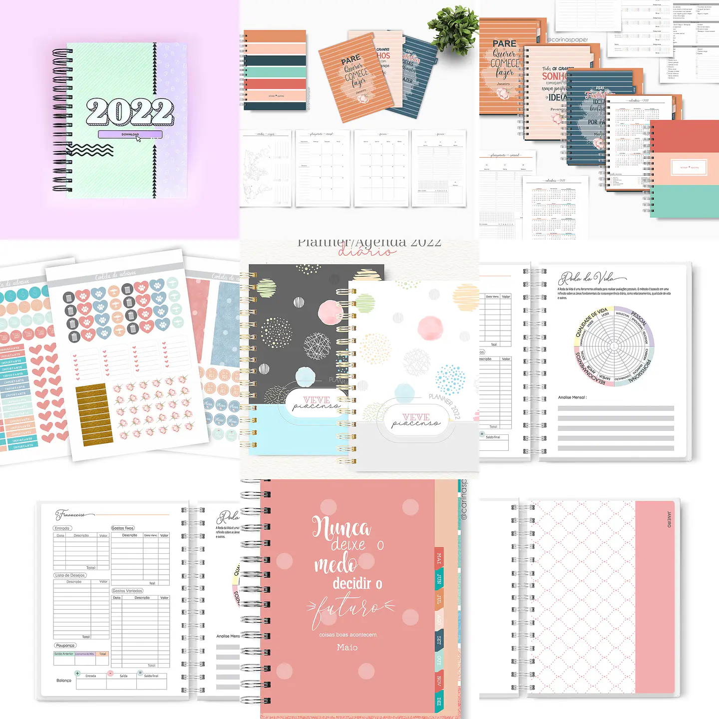 Mega Pacote Encadernação Agendas Planner 2022 Arquivos Pdf e Jpge 8