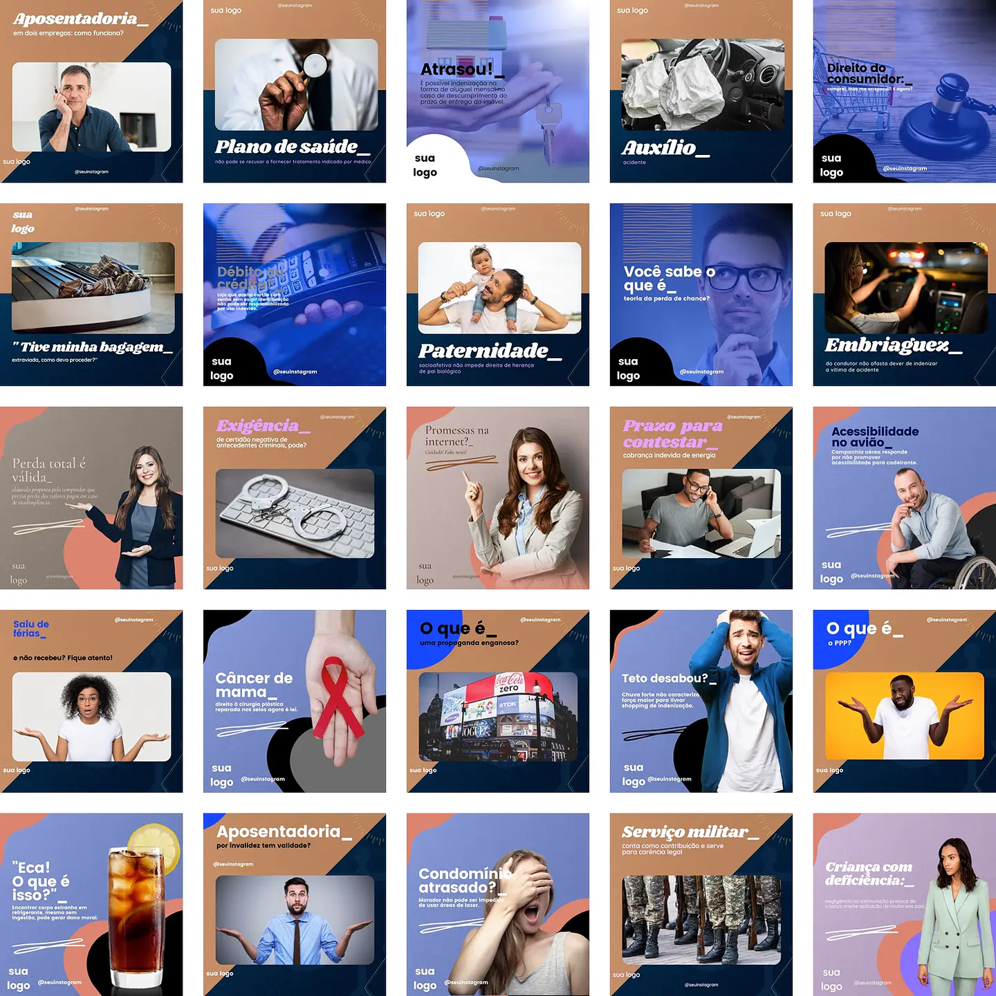 Pack Canva Advogados Templates Editáveis 450 Artes + Bônus 1