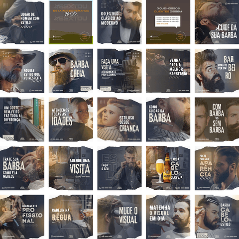 Pack Canva Barbearia Cabeleireiro Templates Editáveis 50 Artes + Bônus