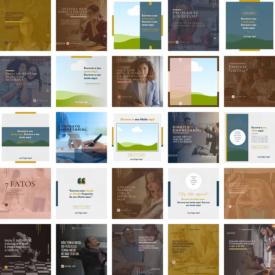 Pack Canva Advogados Templates Editáveis 450 Artes + Bônus 3