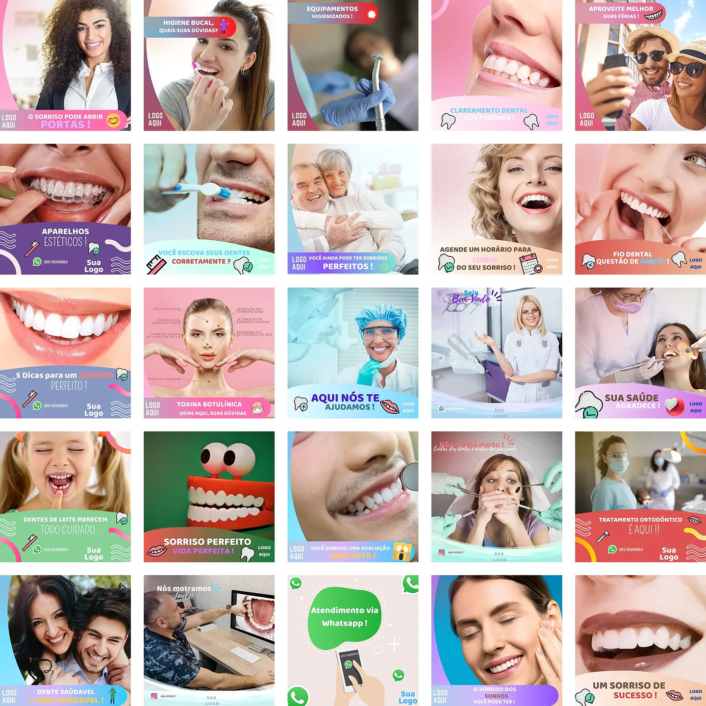 Pack Canva Dentista Odonto Templates Editáveis 230 Artes + Bônus 2