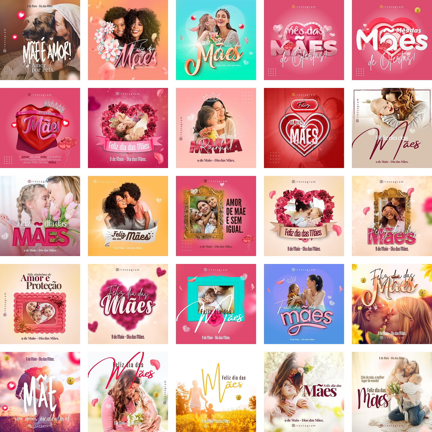Pack Canva Dia das Mães Templates Editáveis 42 Artes + Bônus 2