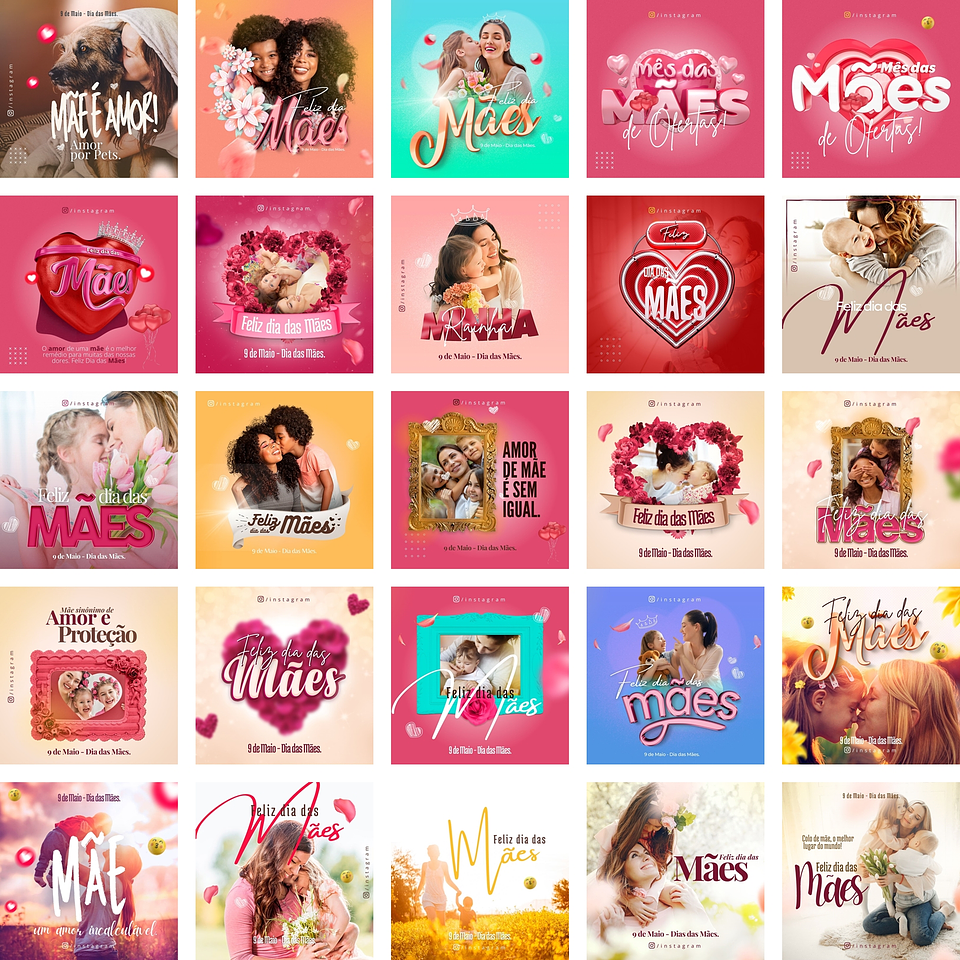 Pack Canva Dia das Mães Templates Editáveis 42 Artes + Bônus 2