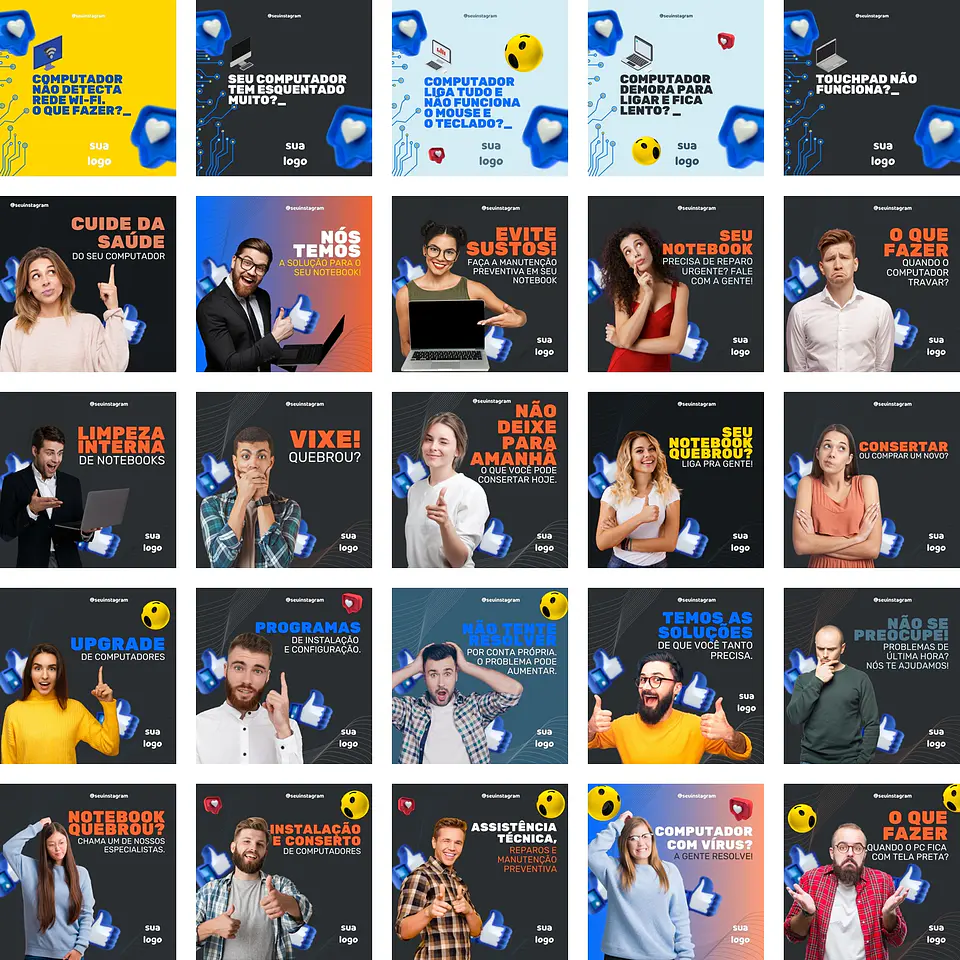 Pack Canva Loja de Informática Templates Editáveis 200 Artes + Bônus 1
