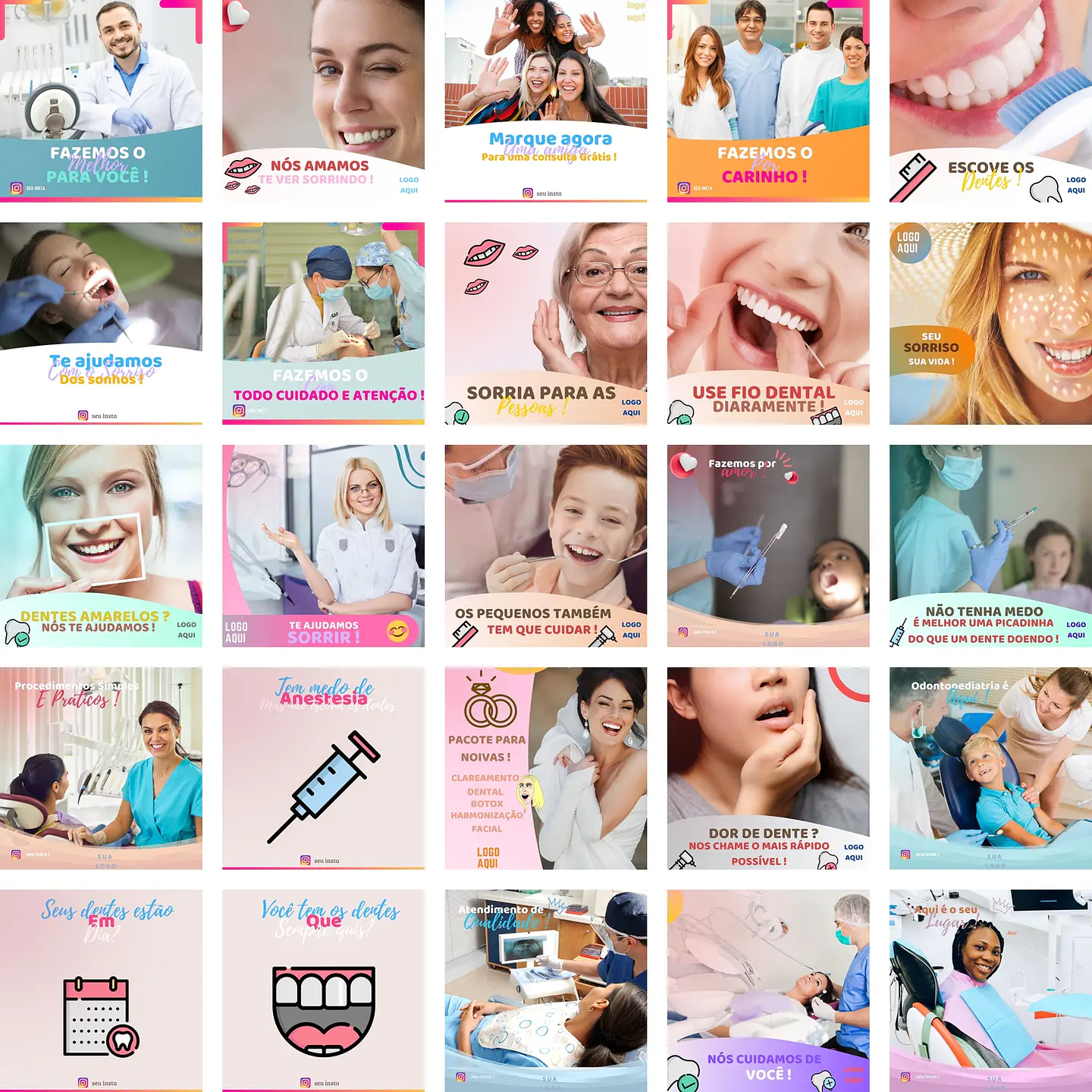 Pack Canva Dentista Odonto Templates Editáveis 230 Artes + Bônus 5