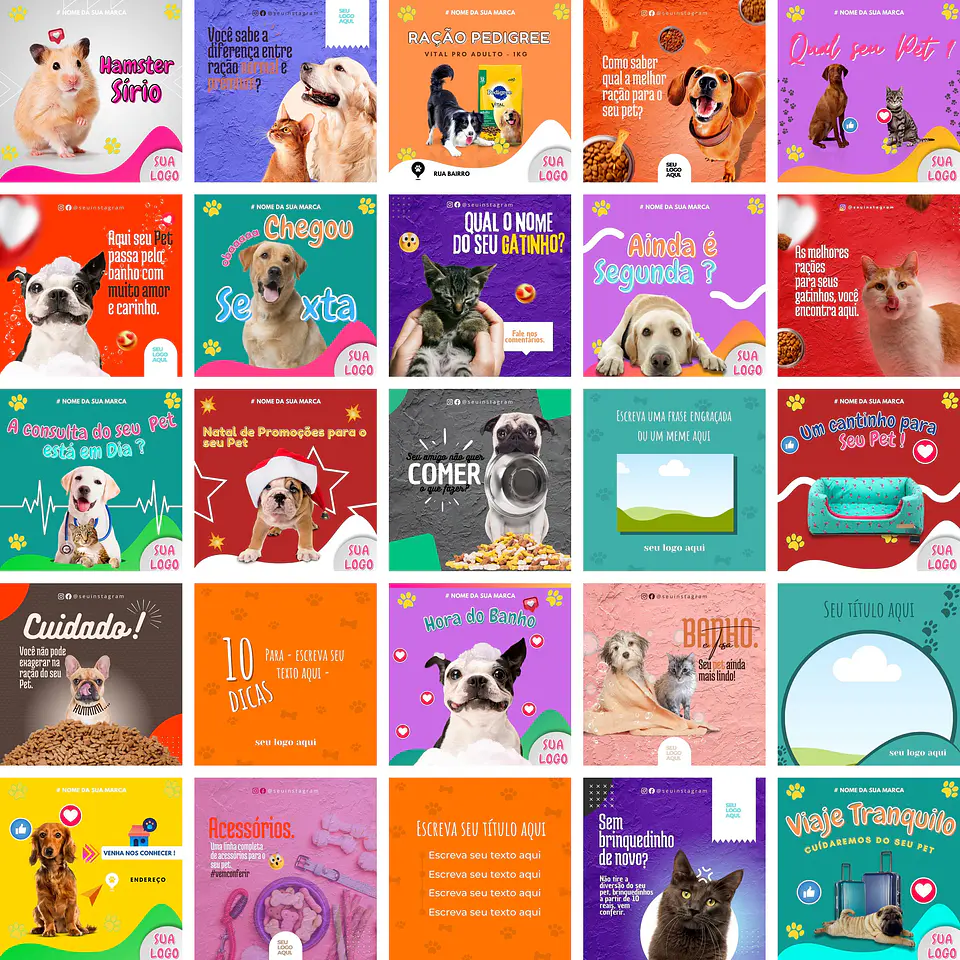 Pack Canva Petshop Pet Shop Templates Editáveis 360 Artes + Bônus 1