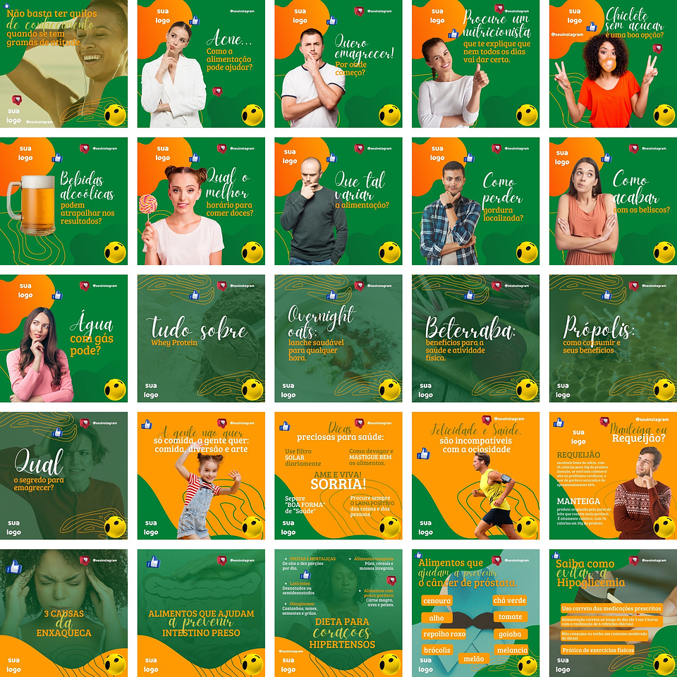 Pack Canva Nutricionista Nutrição Templates Editáveis 200 Artes + Bônus 2