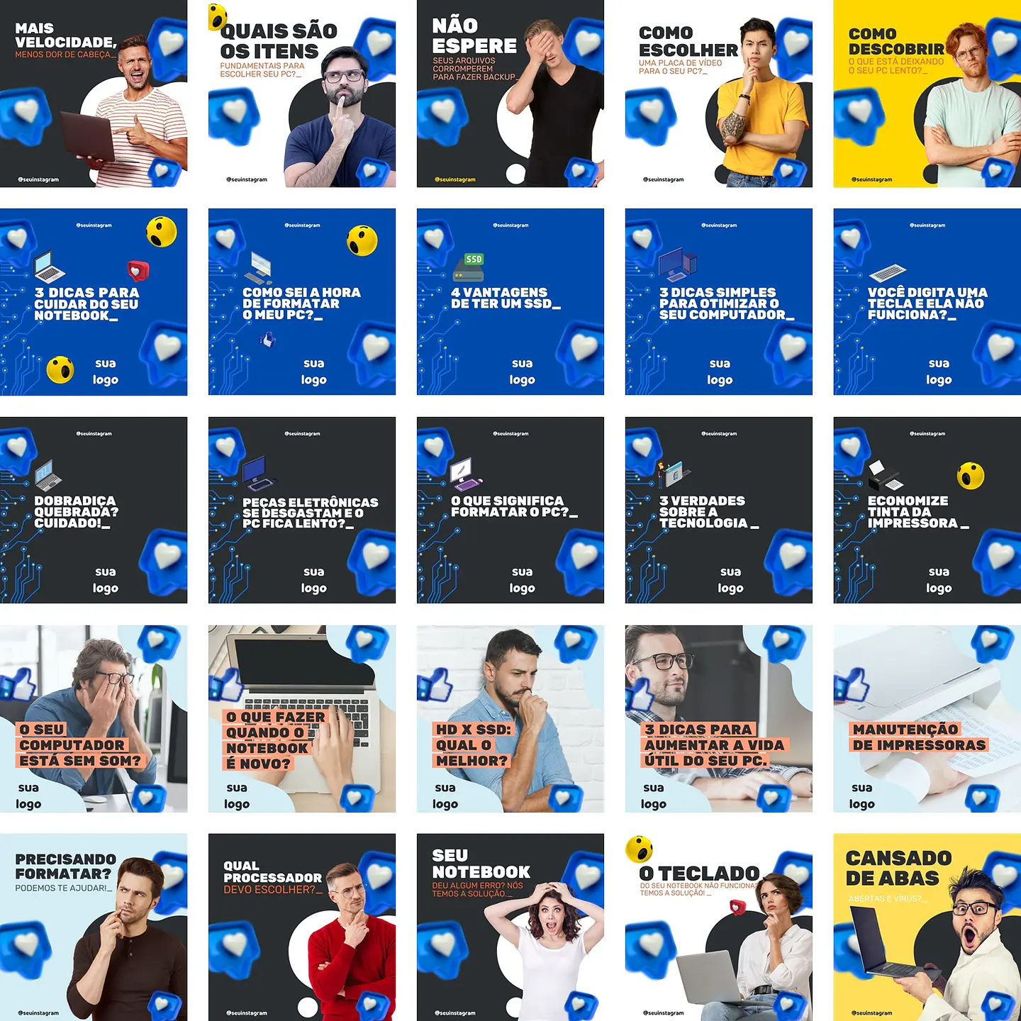 Pack Canva Loja de Informática Templates Editáveis 200 Artes + Bônus 3