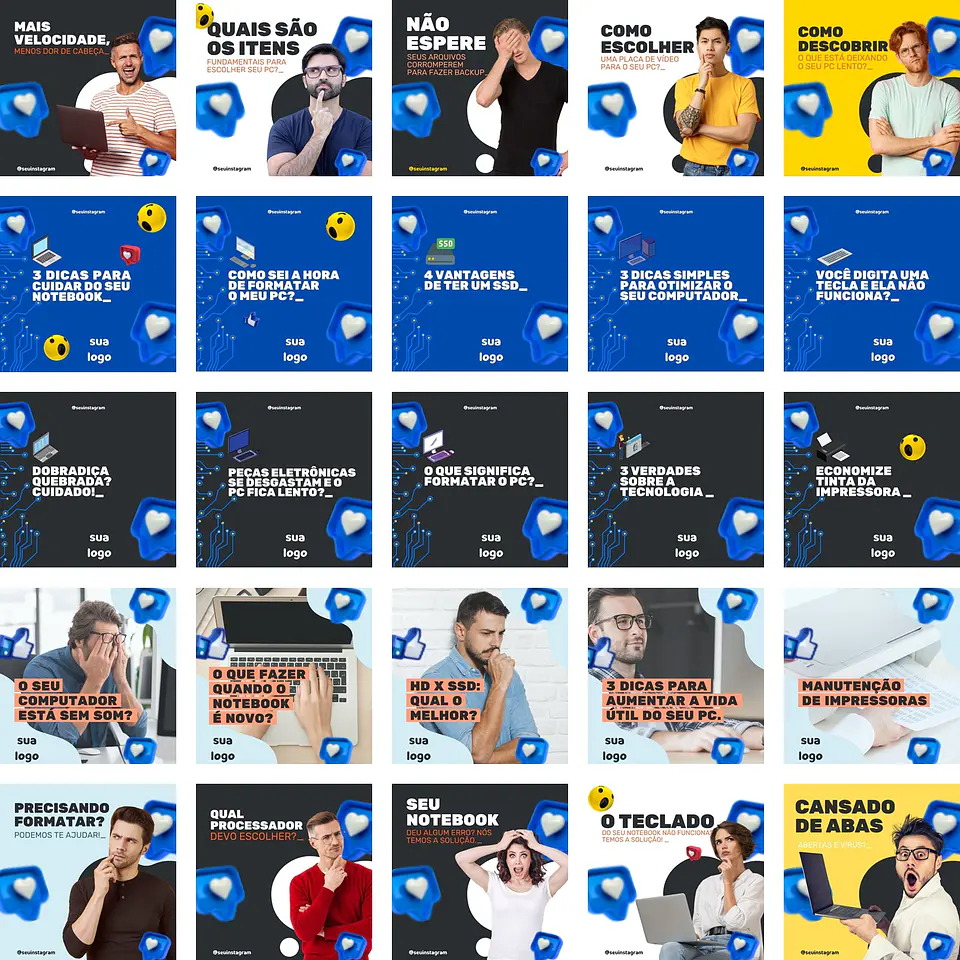 Pack Canva Loja de Informática Templates Editáveis 200 Artes + Bônus 3