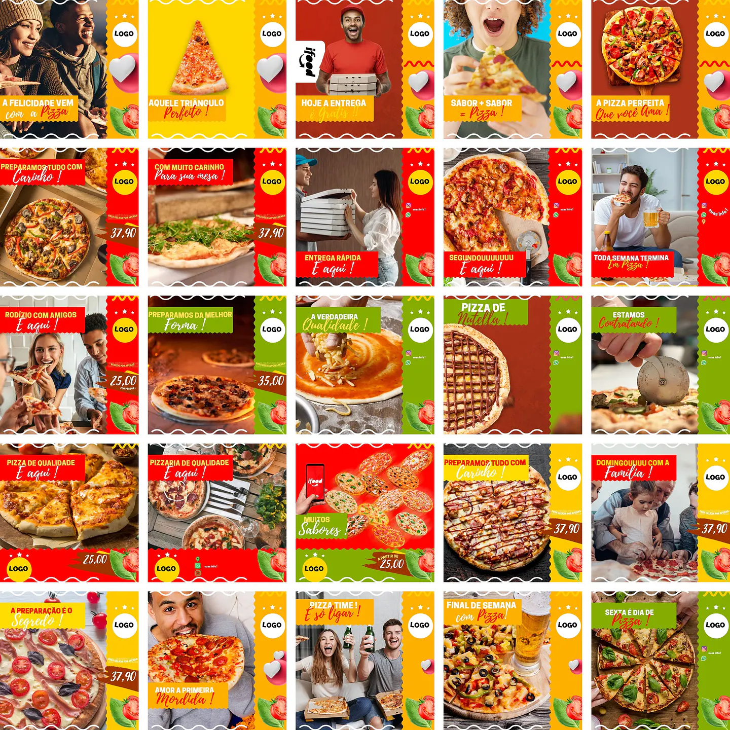 Pack Canva Pizzaria Pizza Templates Editáveis 400 Artes + Bônus 3
