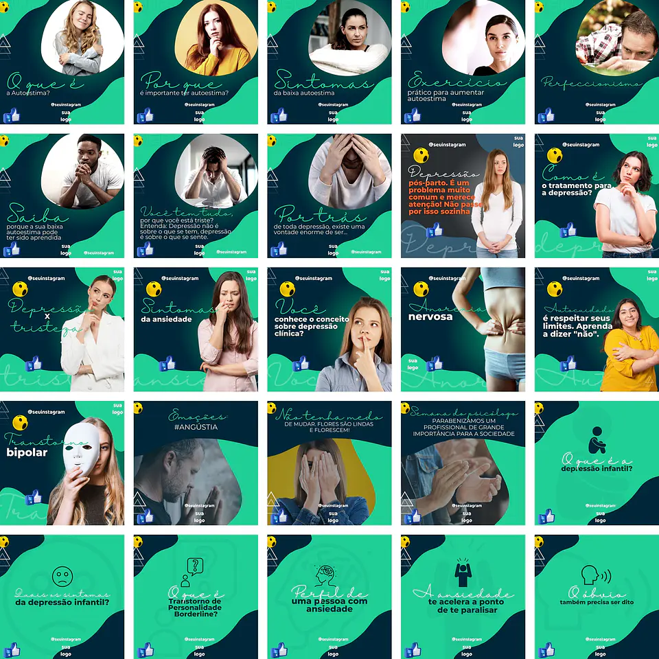 Pack Canva Psicologos Templates Editáveis 220 Artes + Bônus 3