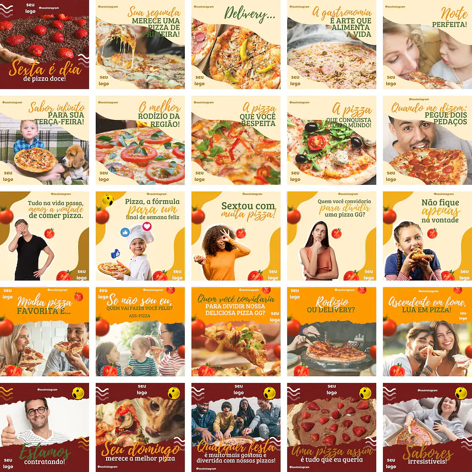 Pack Canva Pizzaria Pizza Templates Editáveis 400 Artes + Bônus 4