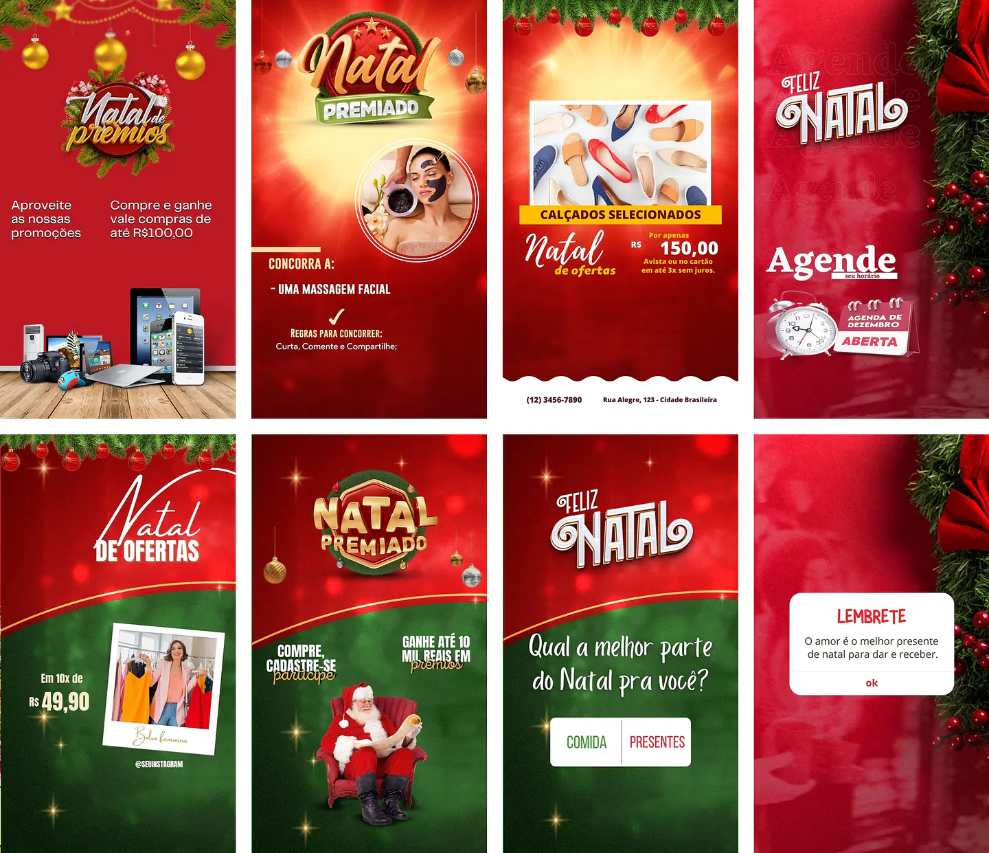 Pack Canva Natal Feed e Storie Templates Editáveis 25 Artes + Bônus 2