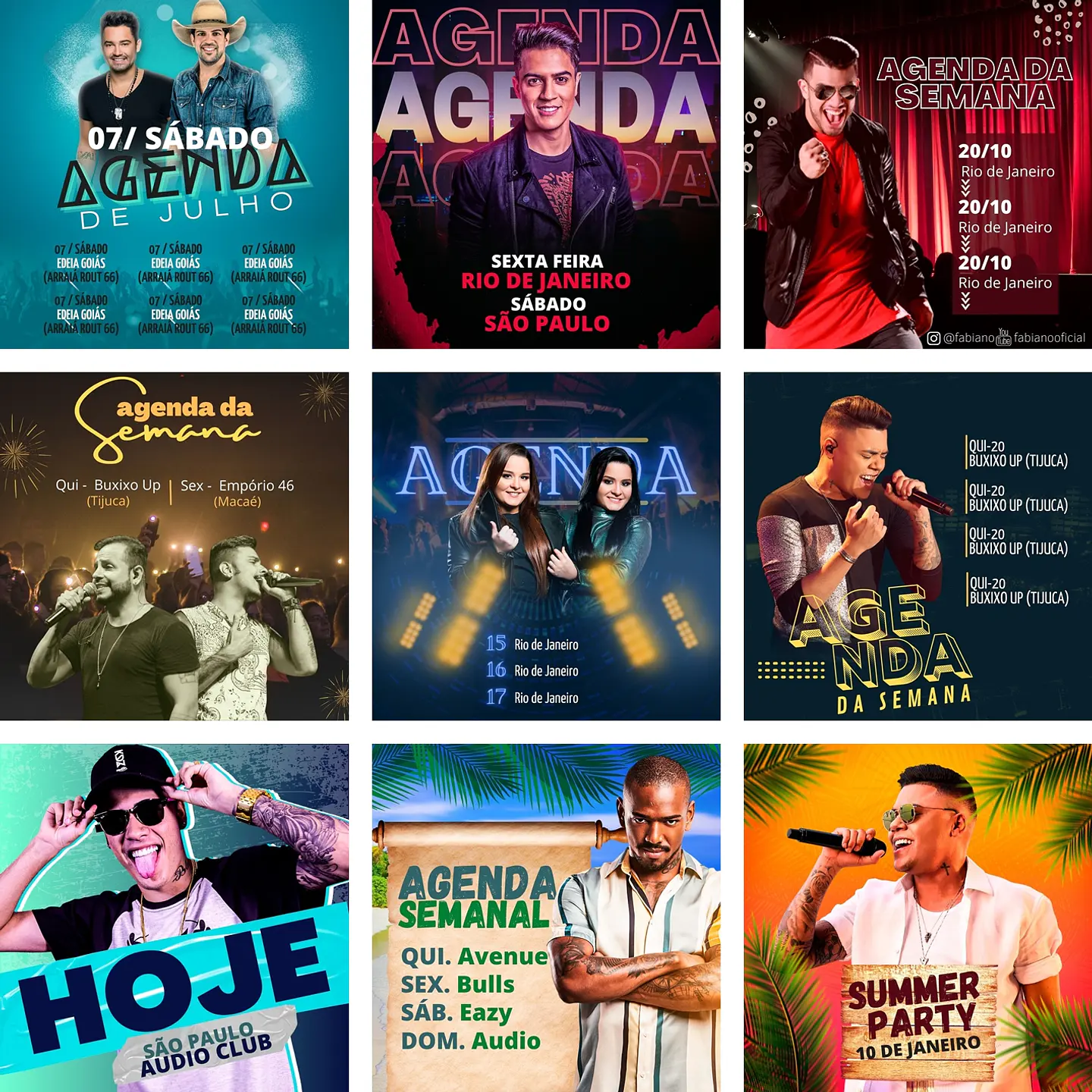 Pack Canva Agendas Eventos Shows 3.0 Templates Editáveis 10 Artes + Bônus 1