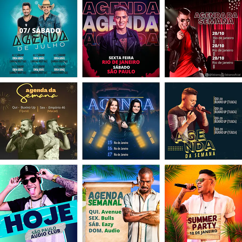 Pack Canva Agendas Eventos Shows 3.0 Templates Editáveis 10 Artes + Bônus 1