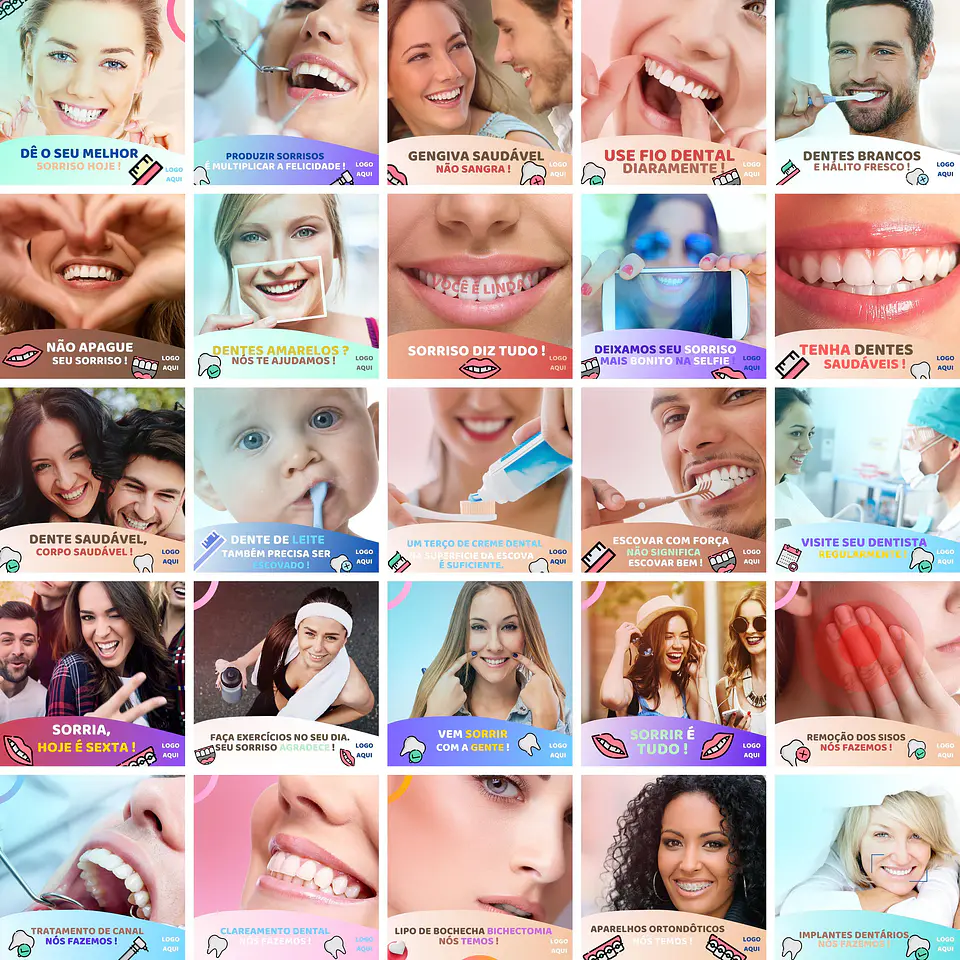 Pack Canva Dentista Odonto 3.0 Templates Editáveis 50 Artes + Bônus 1