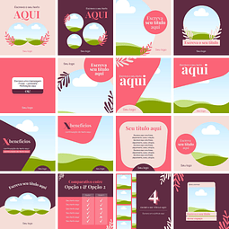 Pack Canva Maternidade Gravidez Templates Editáveis 20 Artes + Bônus