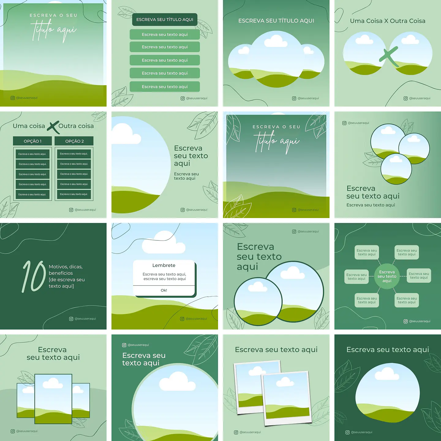 Pack Canva Nutrição 3.0 Templates Editáveis 16 Artes + Bônus 1