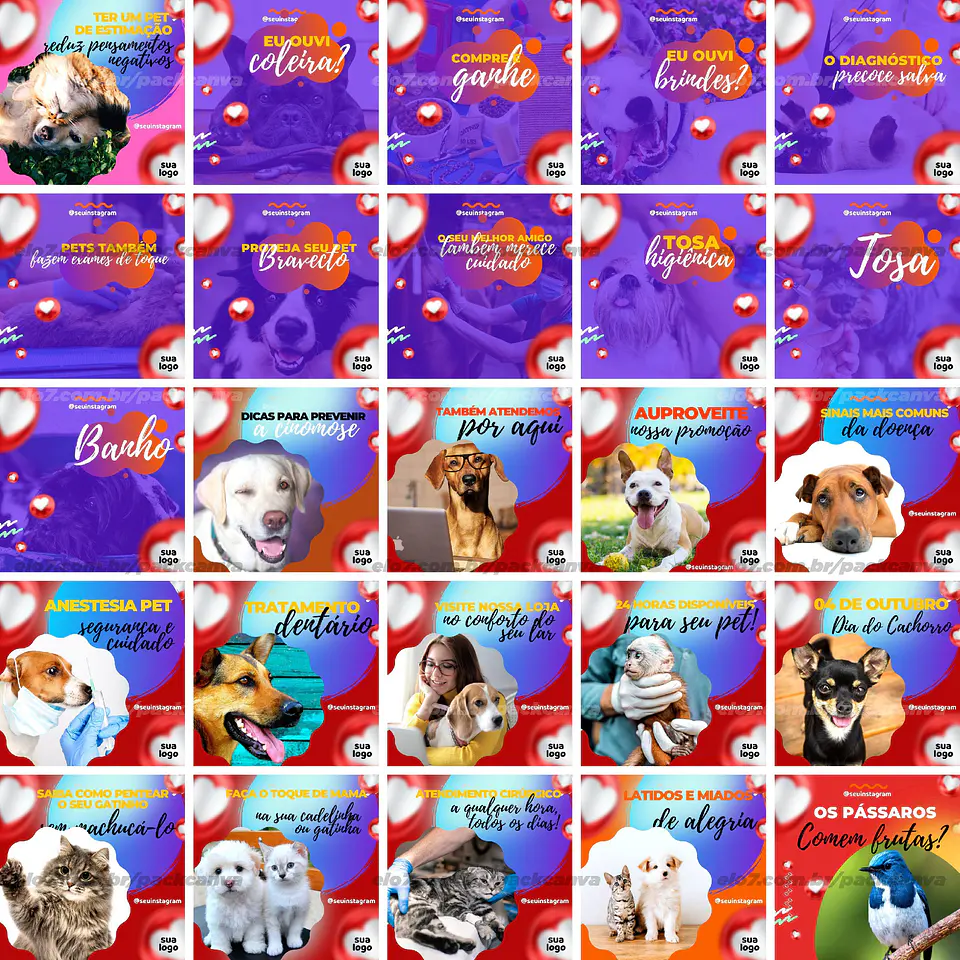 Pack Canva Pet Shop Petshop Templates Editáveis 100 Artes + Bônus 1