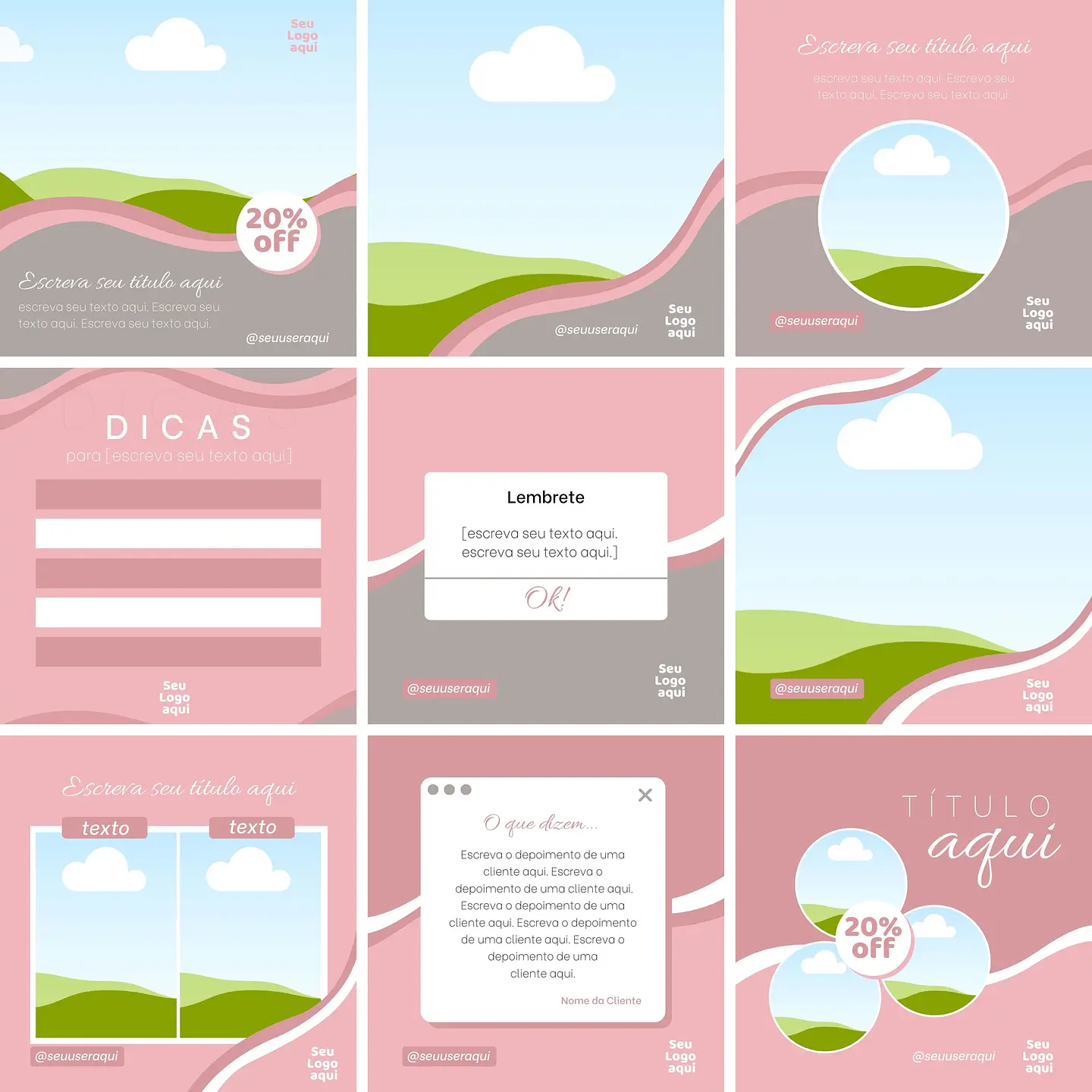 Pack Canva Salão de Beleza 3.0 Templates Editáveis 11 Artes + Bônus 1