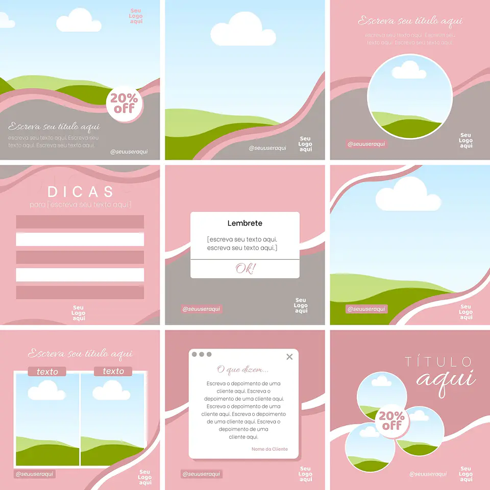 Pack Canva Salão de Beleza 3.0 Templates Editáveis 11 Artes + Bônus 1