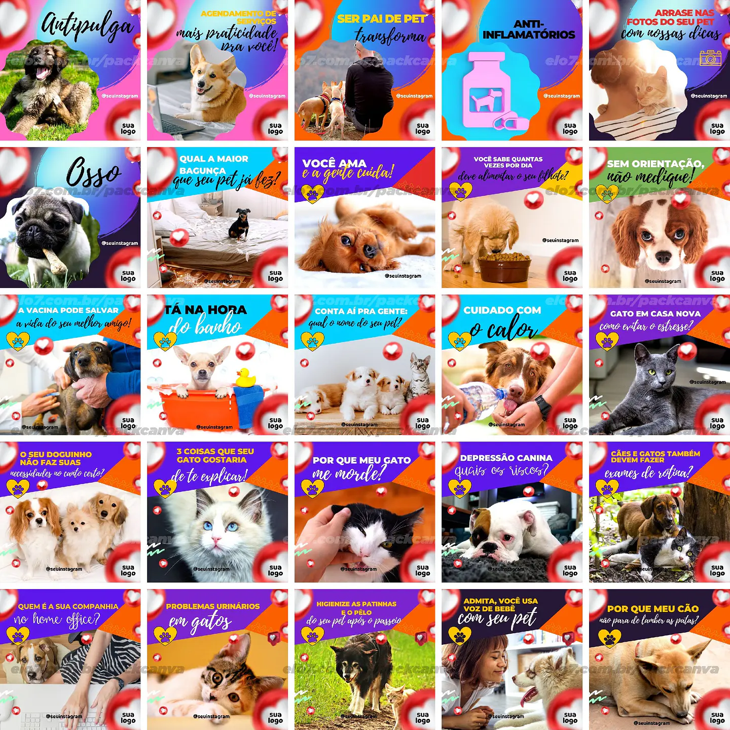 Pack Canva Pet Shop Petshop Templates Editáveis 100 Artes + Bônus 2