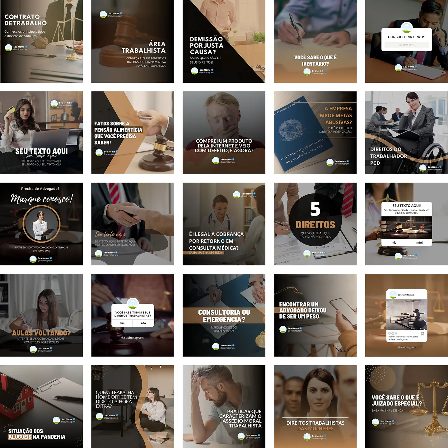 Pack Canva Advogado 2.0 Templates Editáveis 25 Artes + Bônus 1