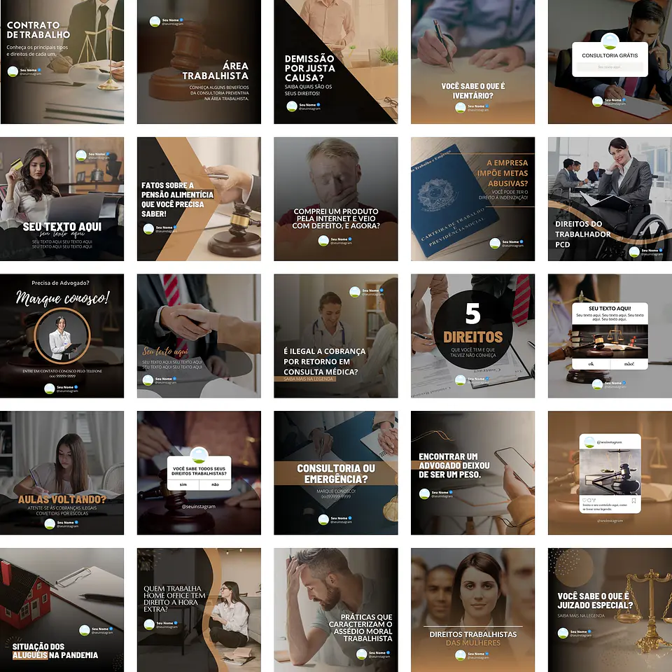 Pack Canva Advogado 2.0 Templates Editáveis 25 Artes + Bônus 1