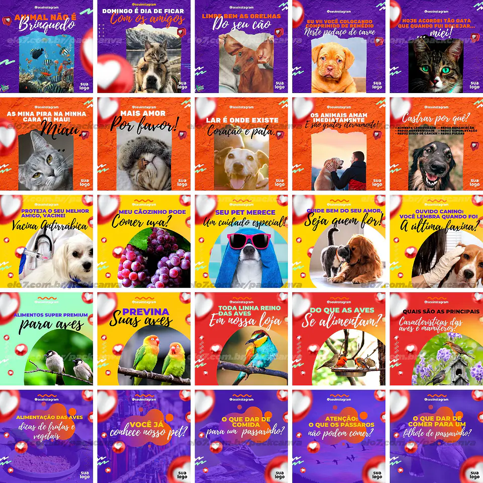 Pack Canva Pet Shop Petshop Templates Editáveis 100 Artes + Bônus 3