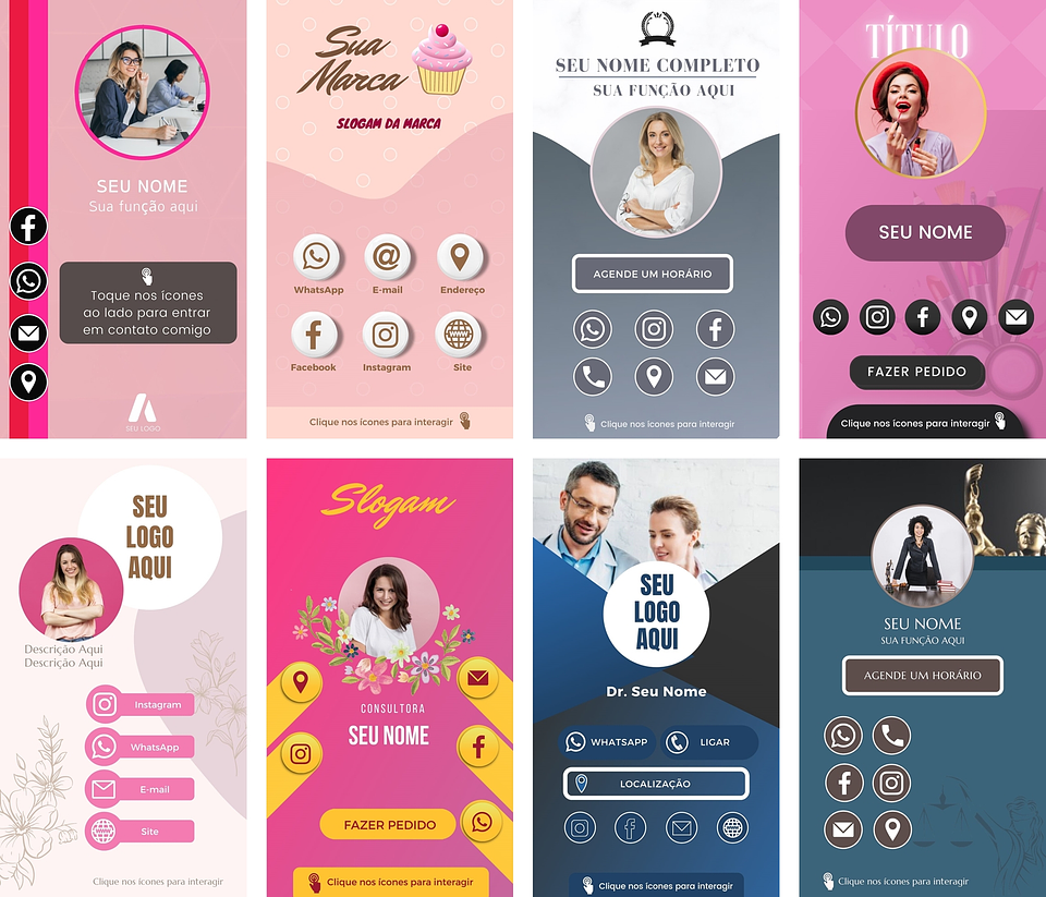 Pack Canva Cartões Interativos Digital Templates Editáveis 10 Artes + Bônus 1