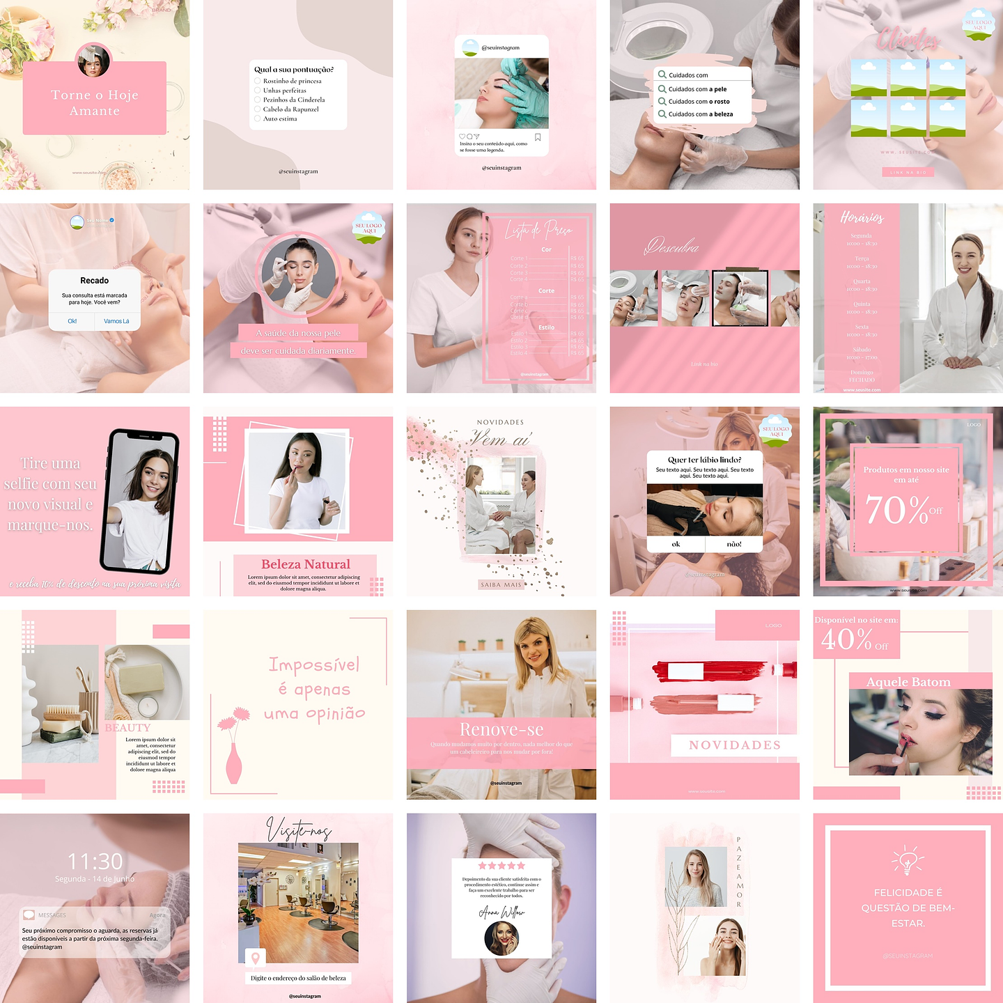 Pack Canva Estética 2.0 Templates Editáveis 25 Artes + Bônus 1