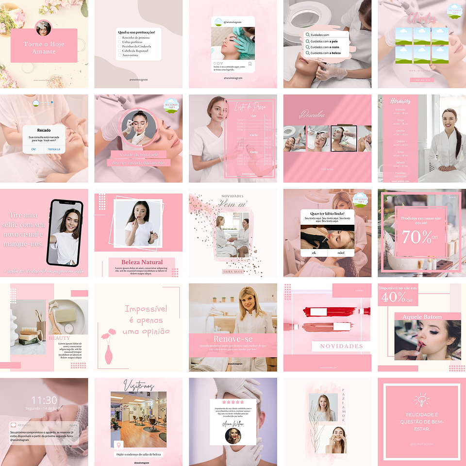 Pack Canva Estética 2.0 Templates Editáveis 25 Artes + Bônus 1