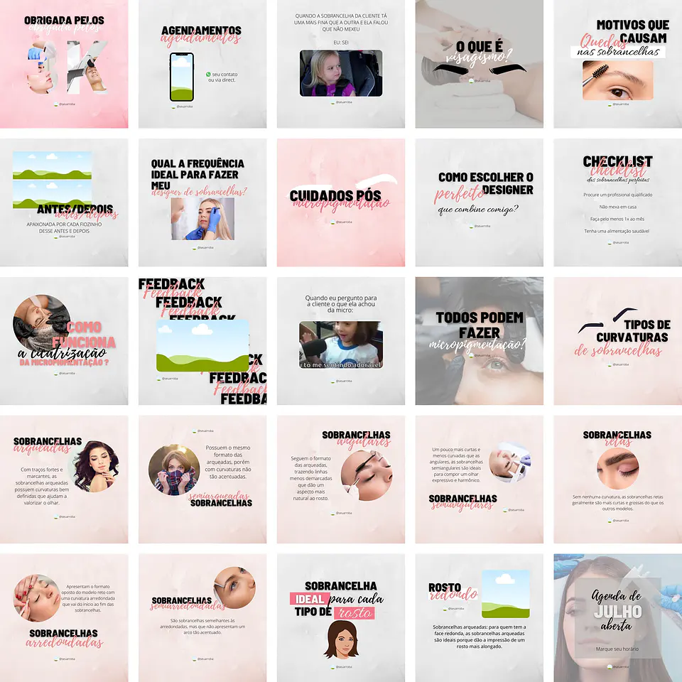 Pack Canva Micropigmentação 2.0 Templates Editáveis 37 Artes + Bônus  1