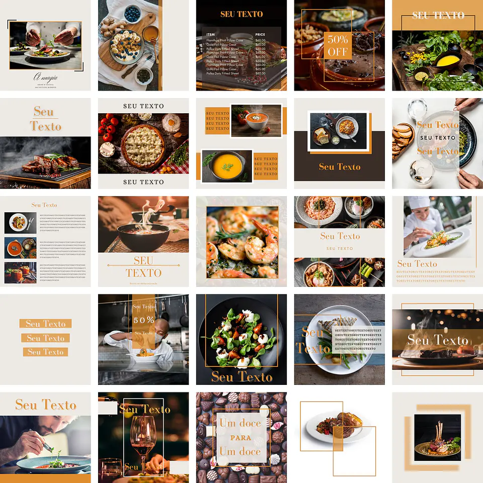 Pack Canva Restaurante 2.0 Templates Editáveis 25 Artes + Bônus 1